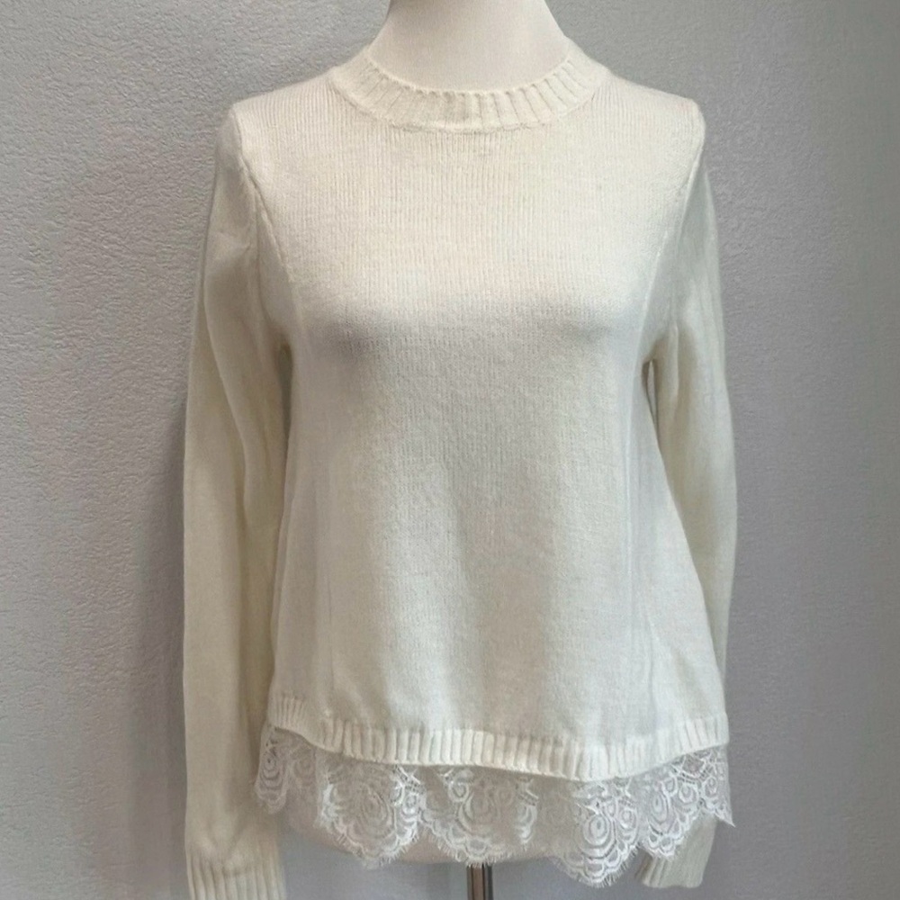BRAND NEW (w/out tags) So Sweater Womens Crewneck Sweater Lace Hem S Cream Knit